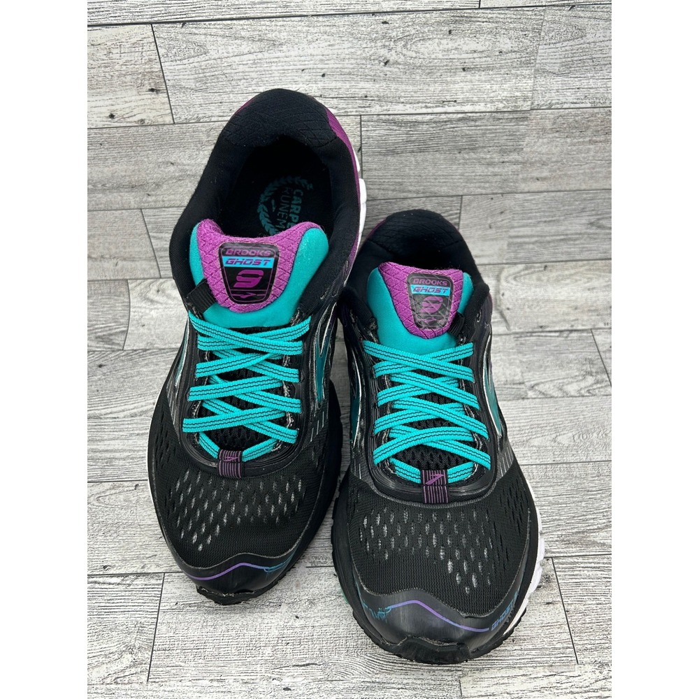 Brooks‎ Ghost 9 Women's Running Shoes Black Teal Purple Size 7 Athletic Sneakers